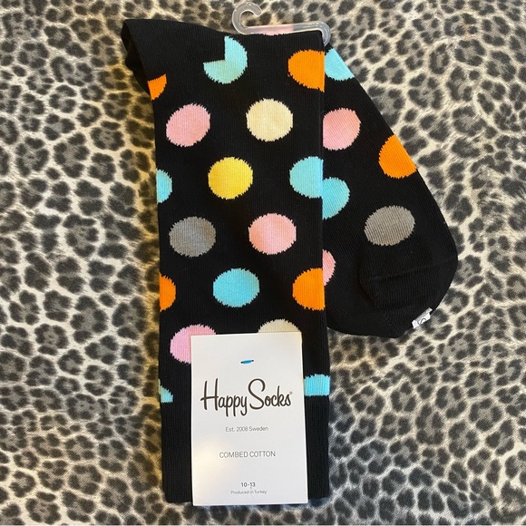 Happy Sock Big Dot Black Multicolor Socks NWT Polka Dot - Picture 7 of 10